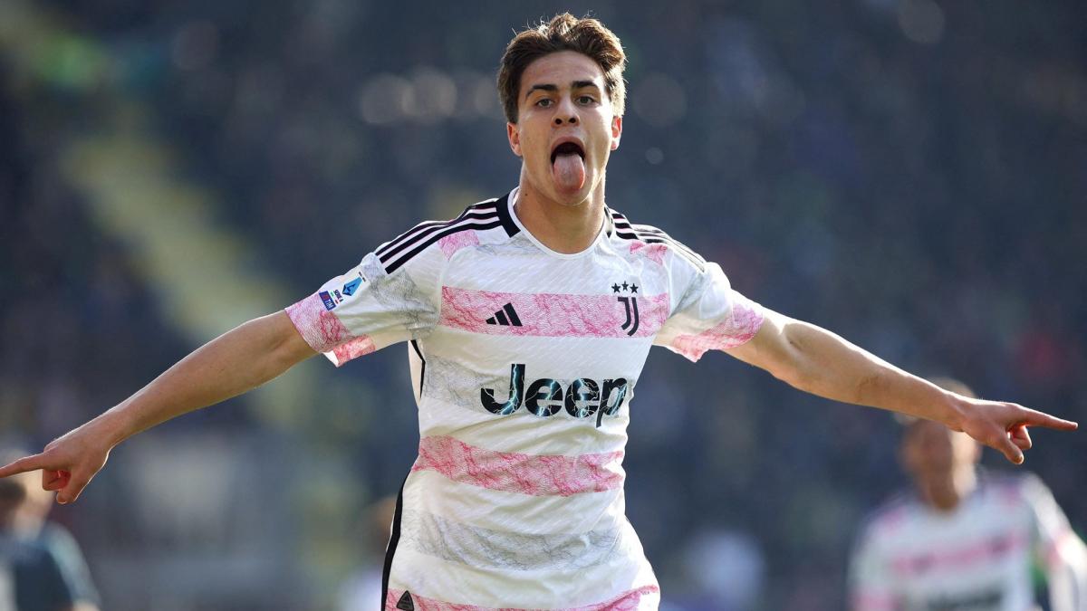 Kenan Yildiz celebrating a goal scored with Juventus