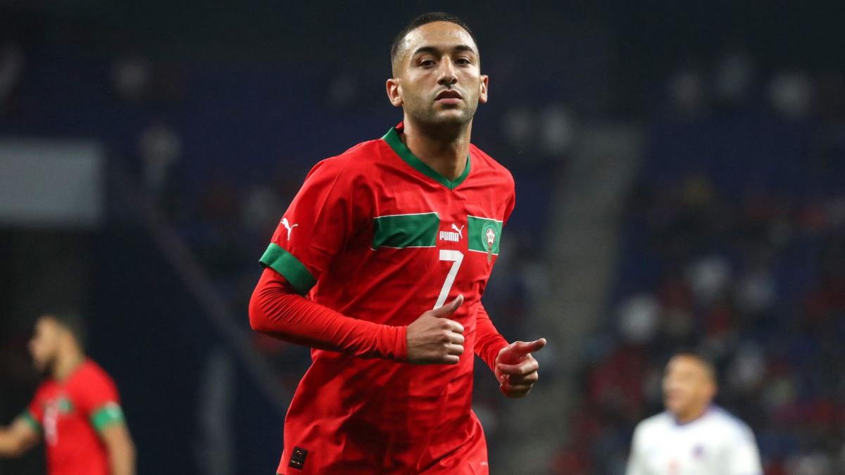 Hakim Ziyech during a match with the Morocco national team