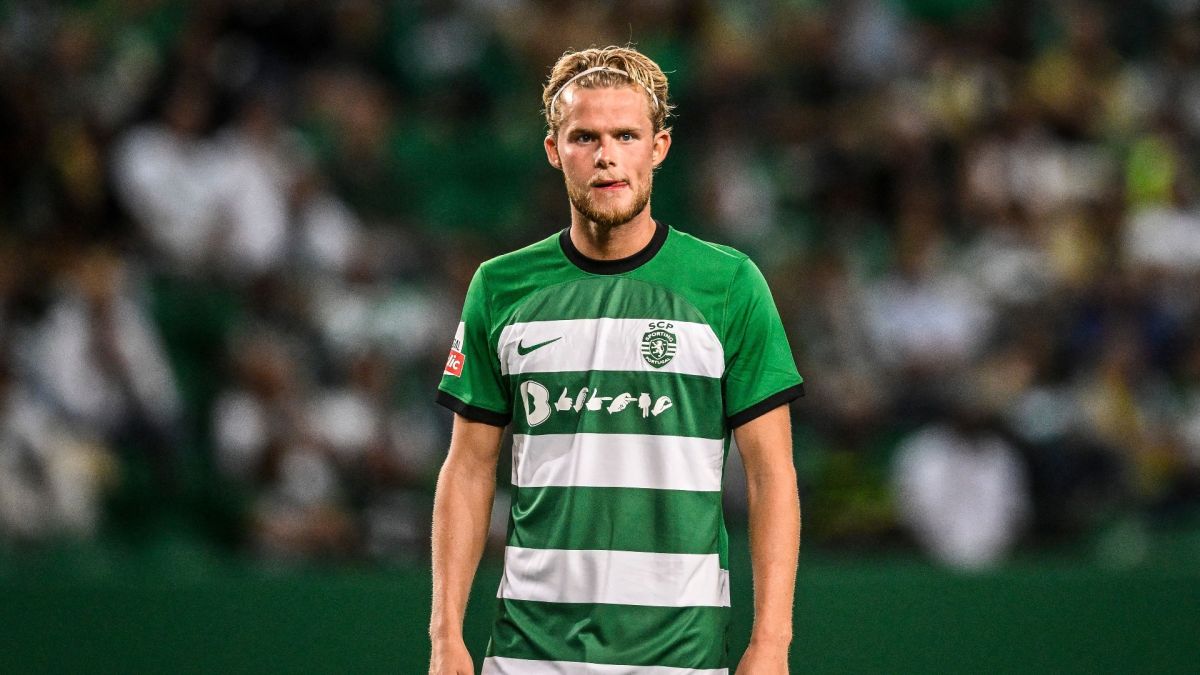 Morten Hjulmand durante un partido con el Sporting de Lisboa