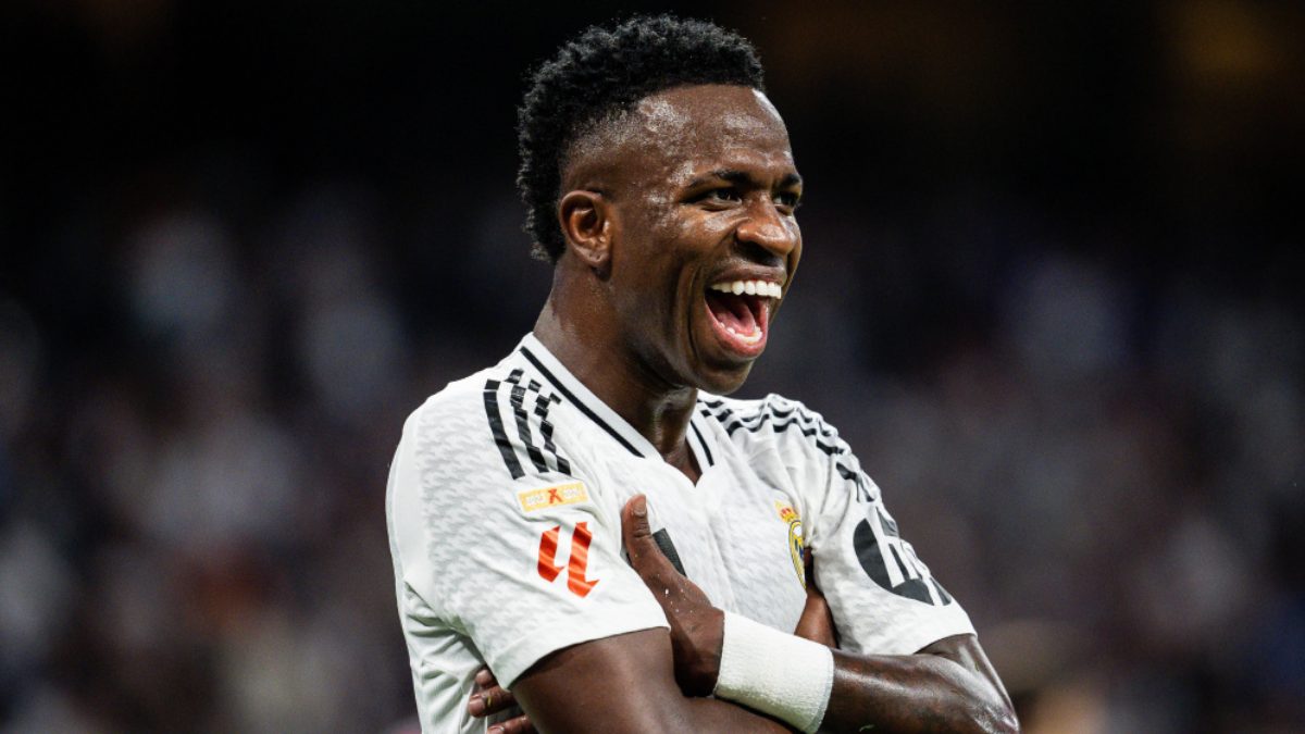 Vinicius celebrates a goal scored with Real Madrid