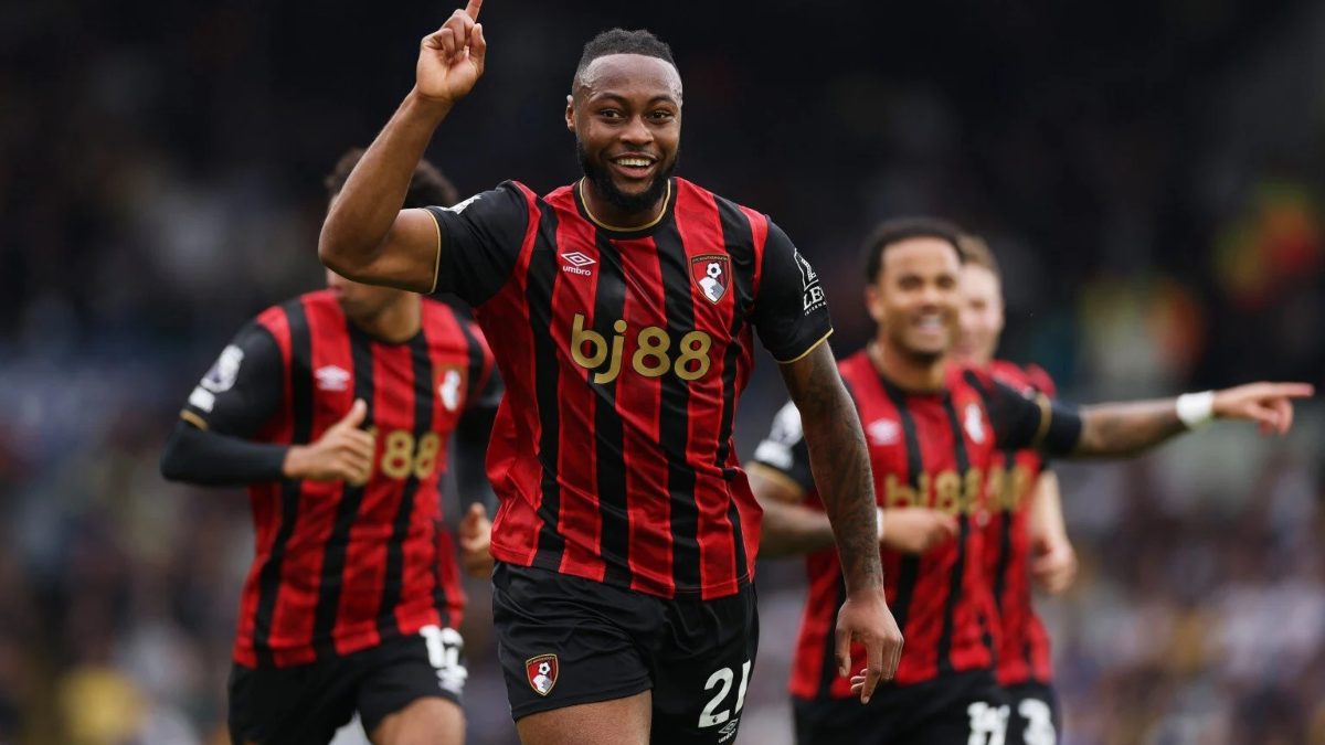 Antoine Semenyo celebrates a goal with Bournemouth