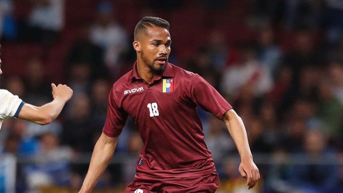 Yangel Herrera during a match with the Venezuelan national team