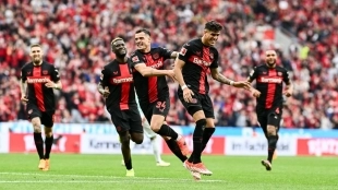 Los jugadores del Bayer Leverkusen celebran un gol