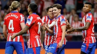 The players of Atlético de Madrid celebrate a goal