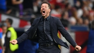 El Cholo Simeone celebra un gol del Atlético de Madrid